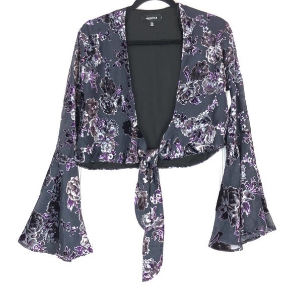 NWT 4SI3NNA Rachel velvet sheer wrap top 9186 - Picture 4 of 6